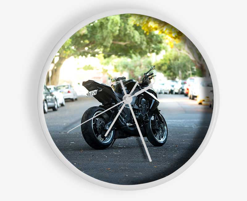 Motorbike on the street Clock - Wallart-Direct UK