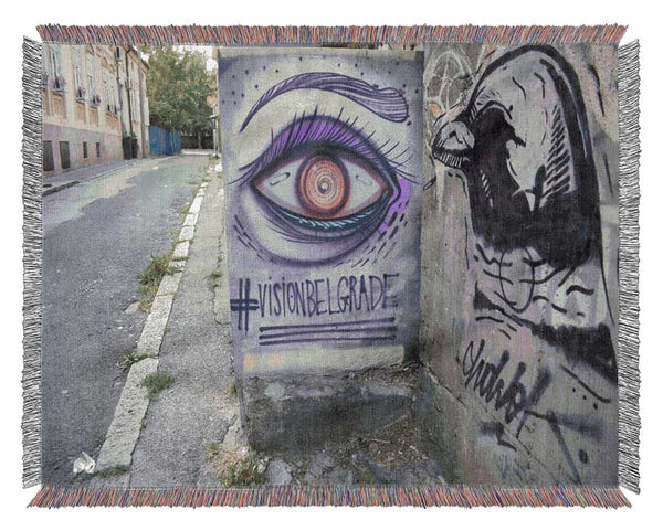 Spray painted eye Woven Blanket