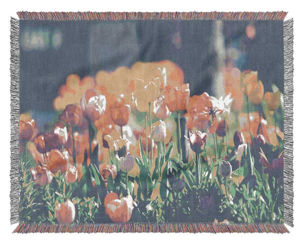 Low contrast tulips Woven Blanket