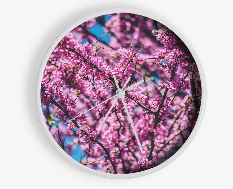 tree blossom flowers on a blue sky Clock - Wallart-Direct UK