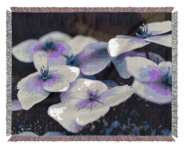 Flat purple flowers Woven Blanket