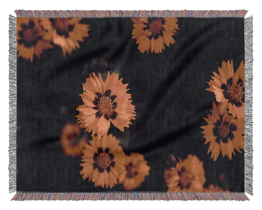 Yellow flowers in the dark Woven Blanket