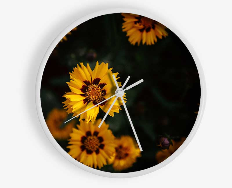 Yellow flowers in the dark Clock - Wallart-Direct UK