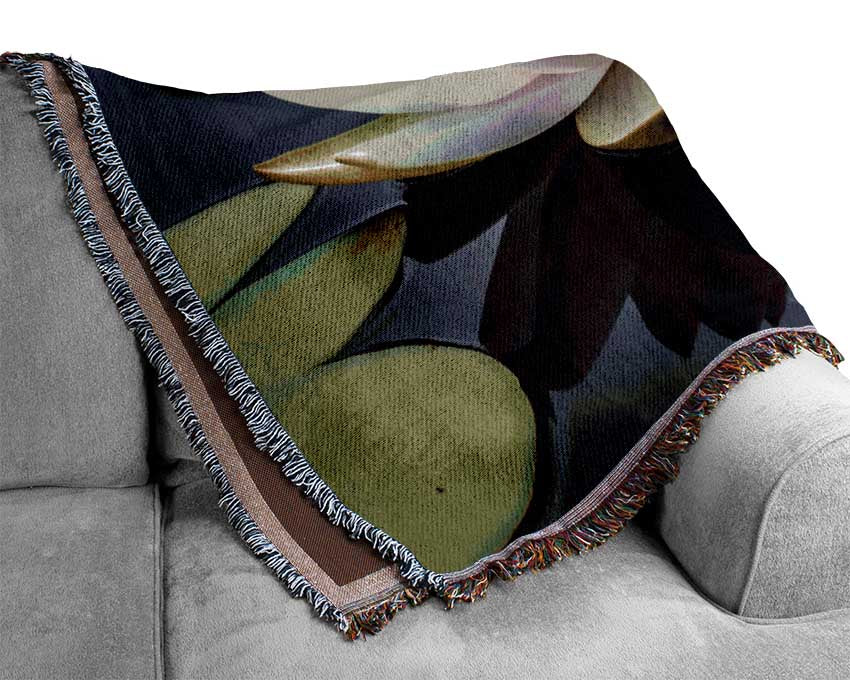 Pond plant floating on the lake Woven Blanket