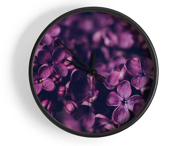 Minature purple flowers Clock - Wallart-Direct UK