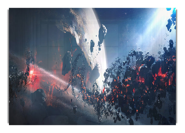 Zertrümmerter Asteroid im Weltraum