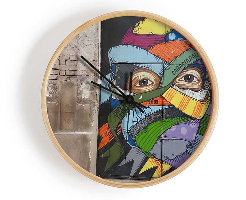 Wrapped up face art Clock - Wallart-Direct UK