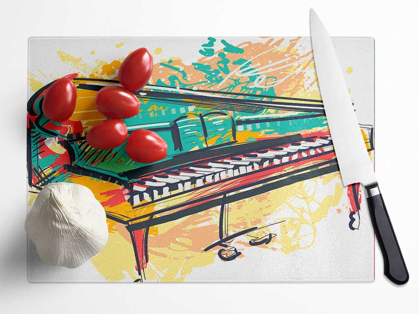 Grand piano in colour Glass Chopping Board