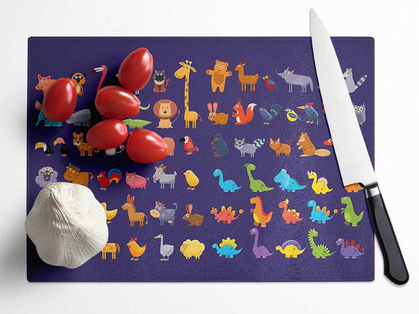 Collection of kids cartoons Glass Chopping Board