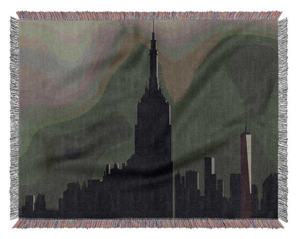Empire state building illustration Woven Blanket