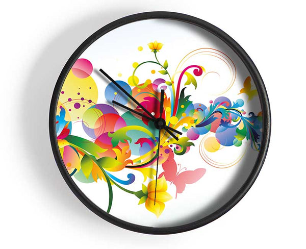 Flowing shapes of spring Clock - Wallart-Direct UK