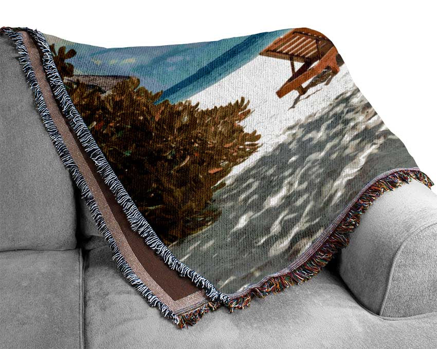 Palm beach holiday island Woven Blanket