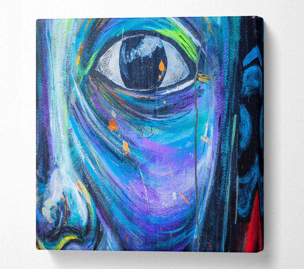 A Square Canvas Print Showing Eye And Face Square Wall Art