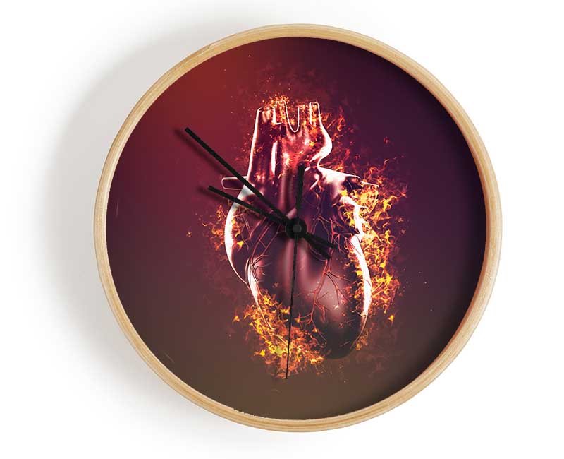 Flaming Heart Clock - Wallart-Direct UK