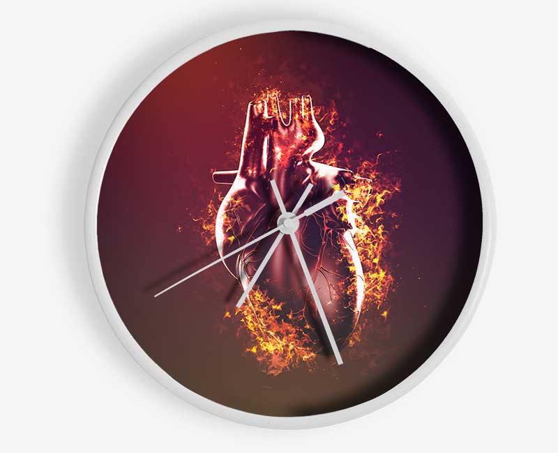 Flaming Heart Clock - Wallart-Direct UK