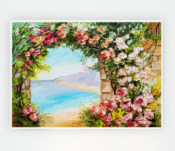 Floral View Of The Cove Watercolour Print Poster Wall Art