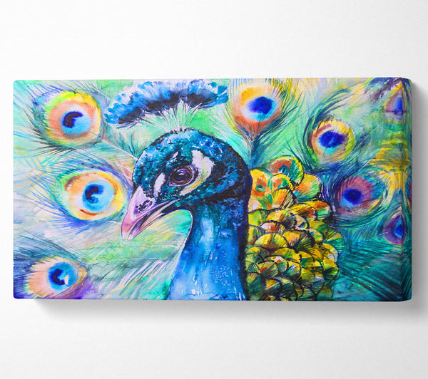 Lebendiger Aquarell-Pfau