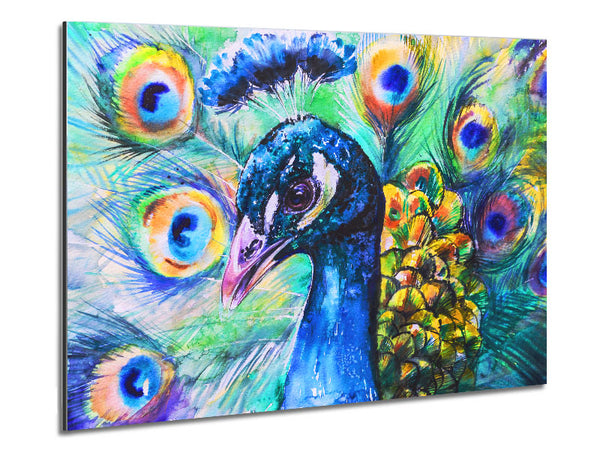 Lebendiger Aquarell-Pfau