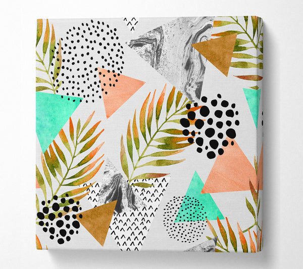 A Square Canvas Print Showing Mix Mid Century Plants And Patterns Square Wall Art