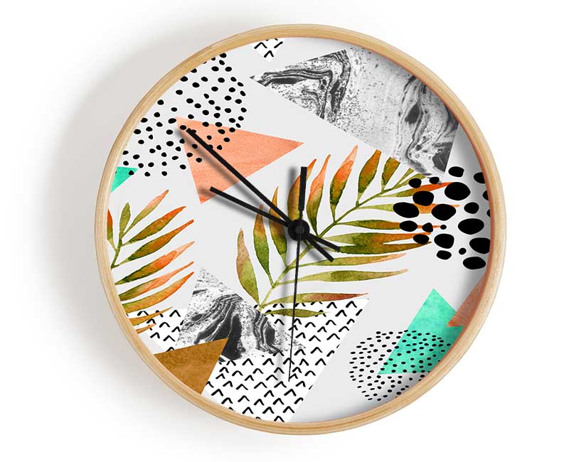 Mix Mid Century Plants And Patterns Clock - Wallart-Direct UK