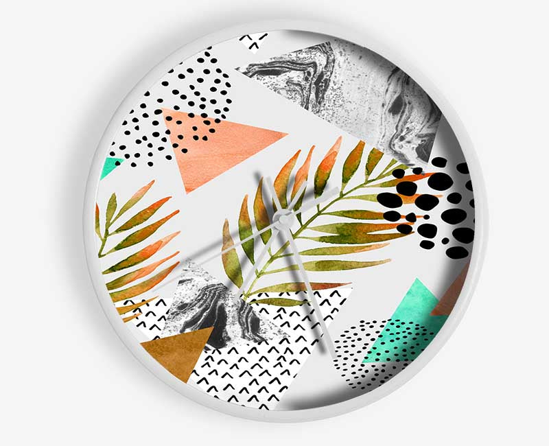 Mix Mid Century Plants And Patterns Clock - Wallart-Direct UK