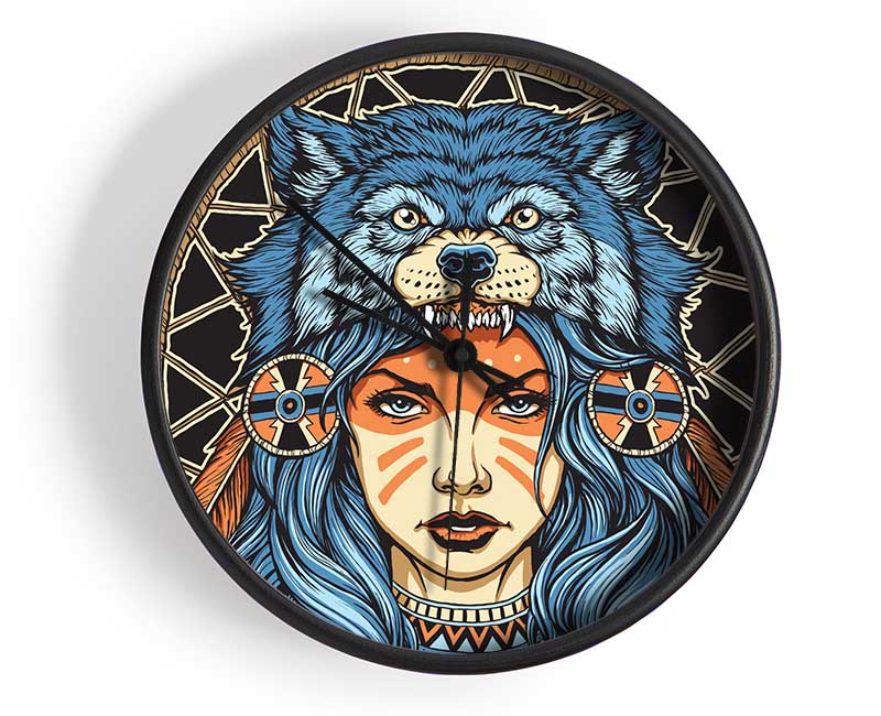 Wolf Head Woman Clock - Wallart-Direct UK