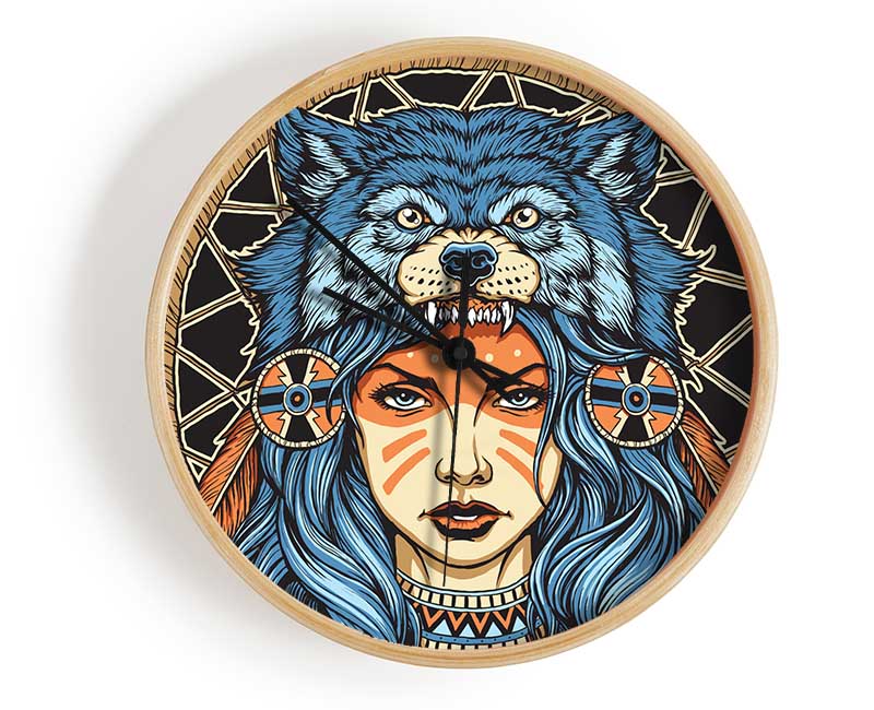 Wolf Head Woman Clock - Wallart-Direct UK