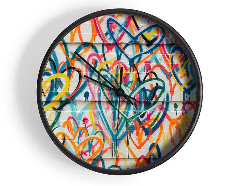 Colour Spectrum Hearts Clock - Wallart-Direct UK