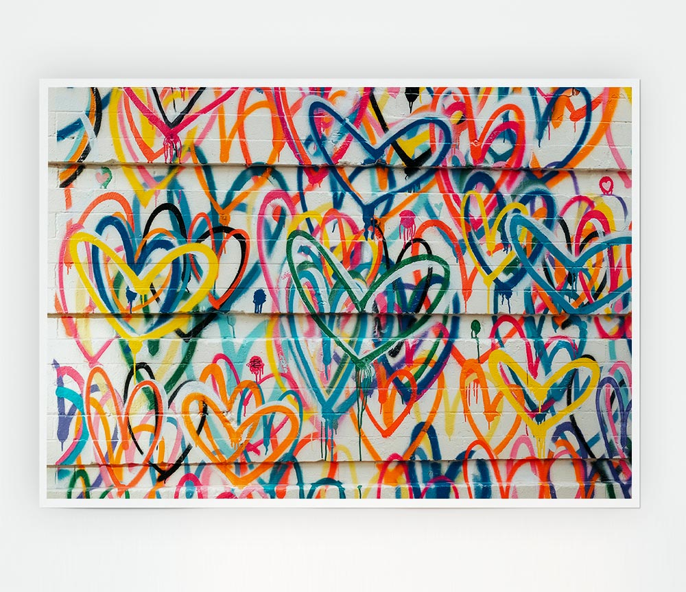 Colour Spectrum Hearts Print Poster Wall Art