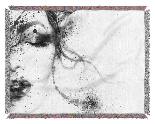 Watercolour Woman Face Woven Blanket