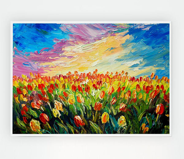 Field Of Stunning Tulips Print Poster Wall Art