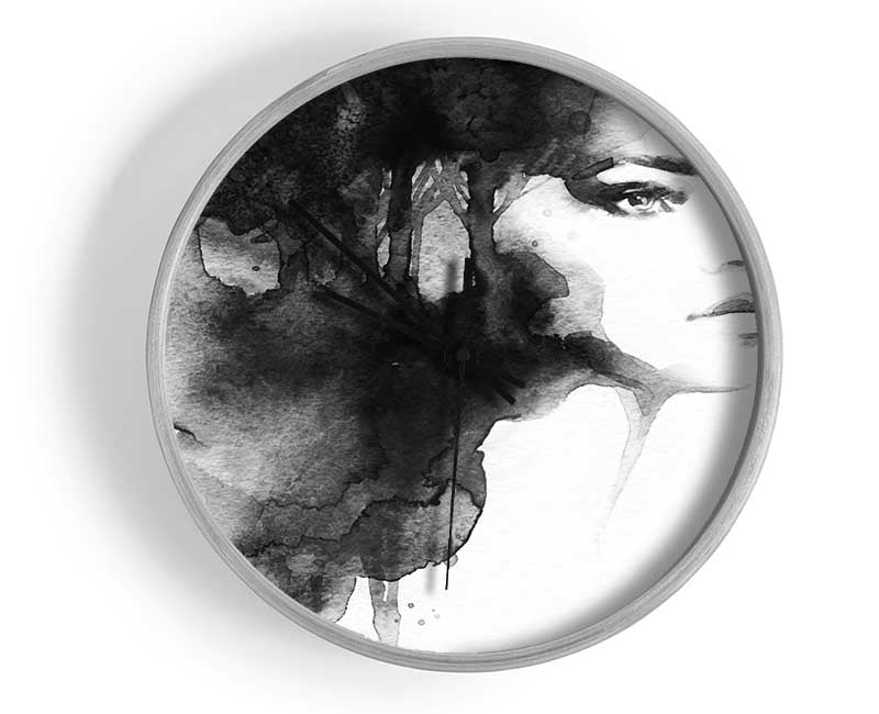 Watercolour Woman Portrait Clock - Wallart-Direct UK