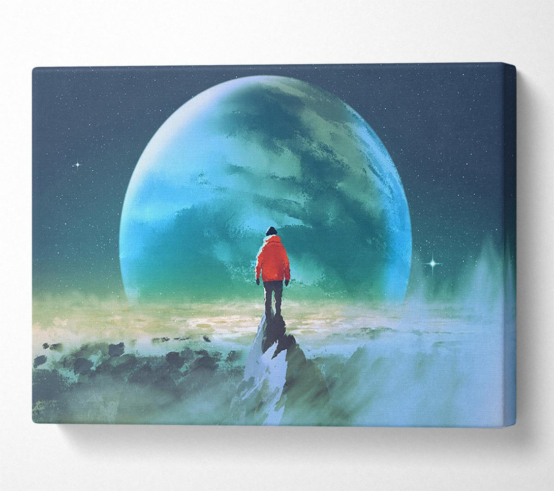 Picture of Staring At The Moon Watercolour Canvas Print Wall Art