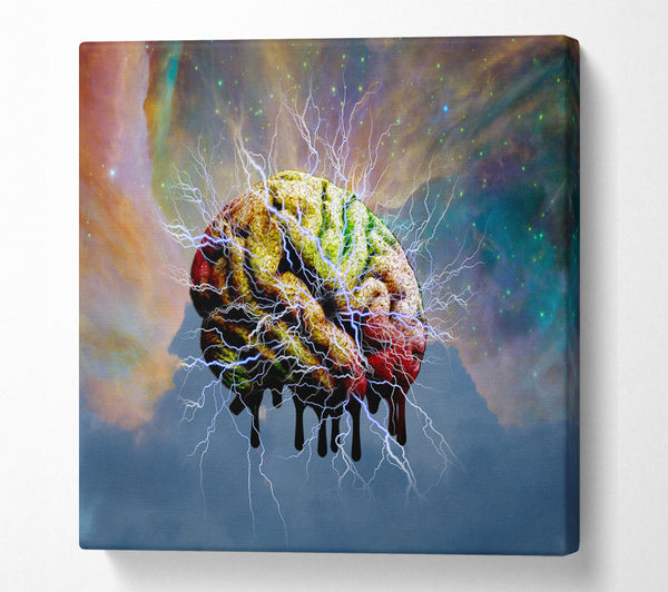 A Square Canvas Print Showing Brain Electricity Square Wall Art