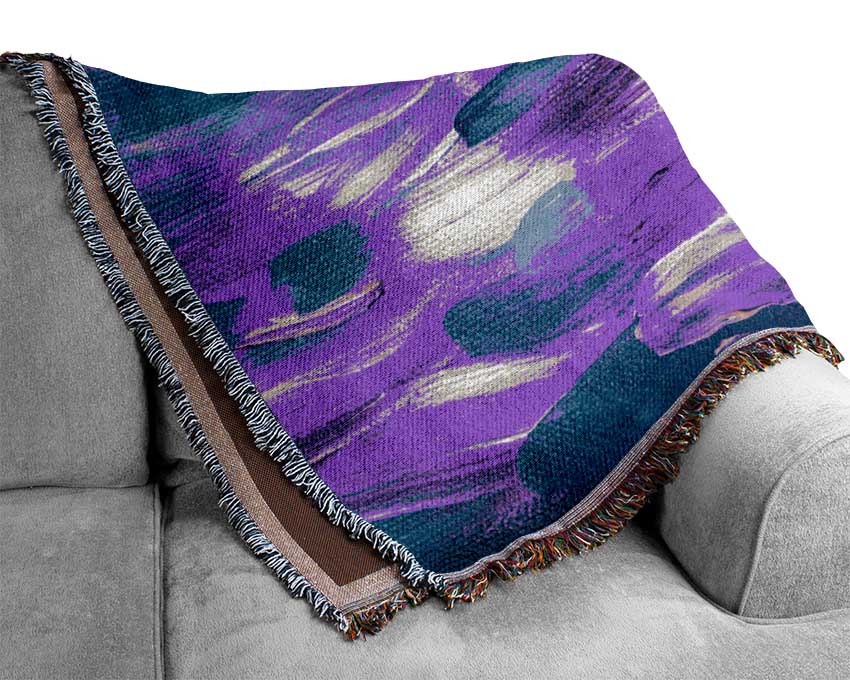 Purple And Lilac Brush Strokes Woven Blanket