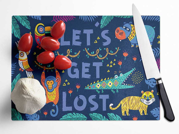 Lets Get Lost Animals Glass Chopping Board