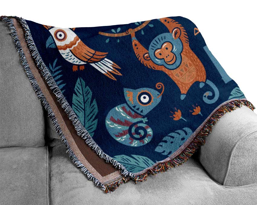 Lets Get Lost Animals Woven Blanket