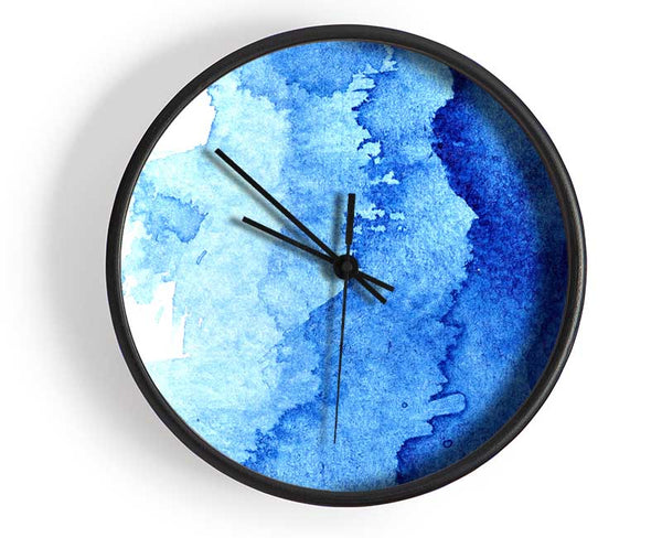 Watercolour Blues To White Clock - Wallart-Direct UK