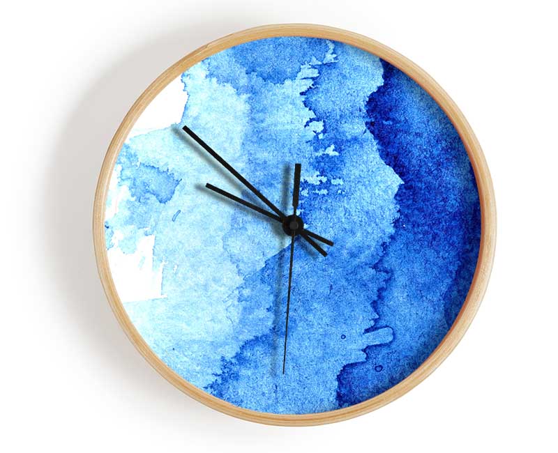 Watercolour Blues To White Clock - Wallart-Direct UK