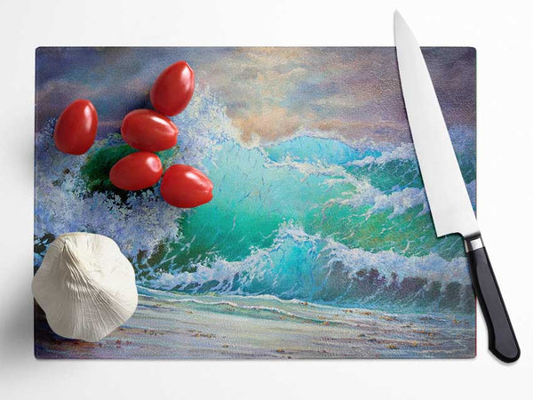 Crashing Waters Of Paint Glass Chopping Board