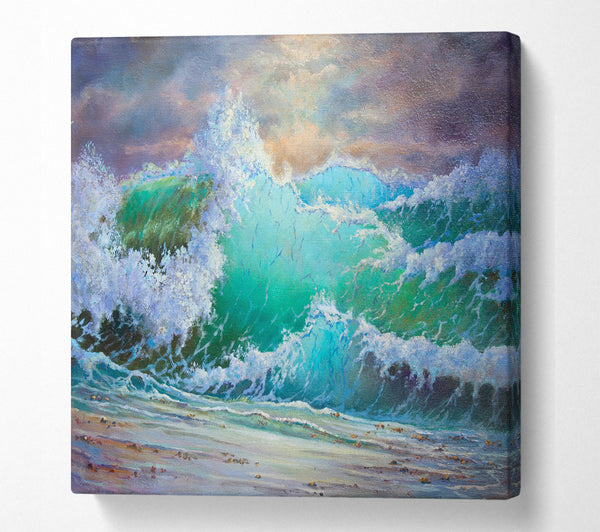 A Square Canvas Print Showing Crashing Waters Of Paint Square Wall Art