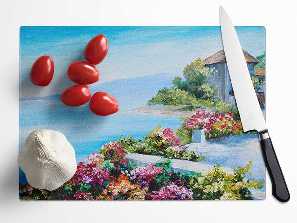 Mediterranean Sunshine Home Glass Chopping Board