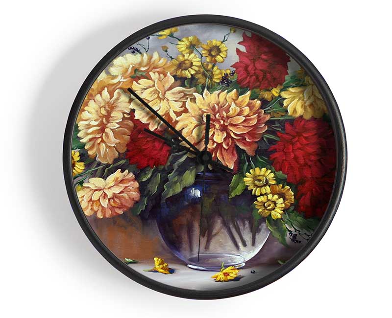 Vase Of Flowers Painting Clock - Wallart-Direct UK
