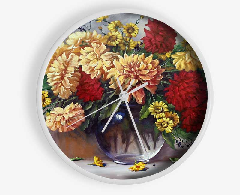 Vase Of Flowers Painting Clock - Wallart-Direct UK