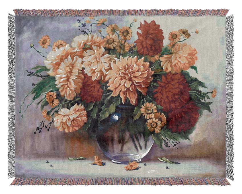 Vase Of Flowers Painting Woven Blanket