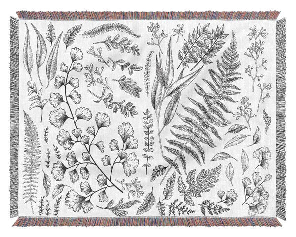 Natures Leaves Hand Drawn Woven Blanket