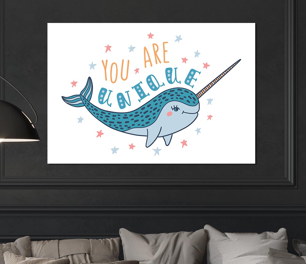 You Are Unique Narwhal Print Poster Wall Art