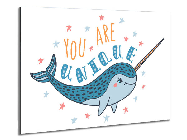 You Are Unique Narwhal Metal Print