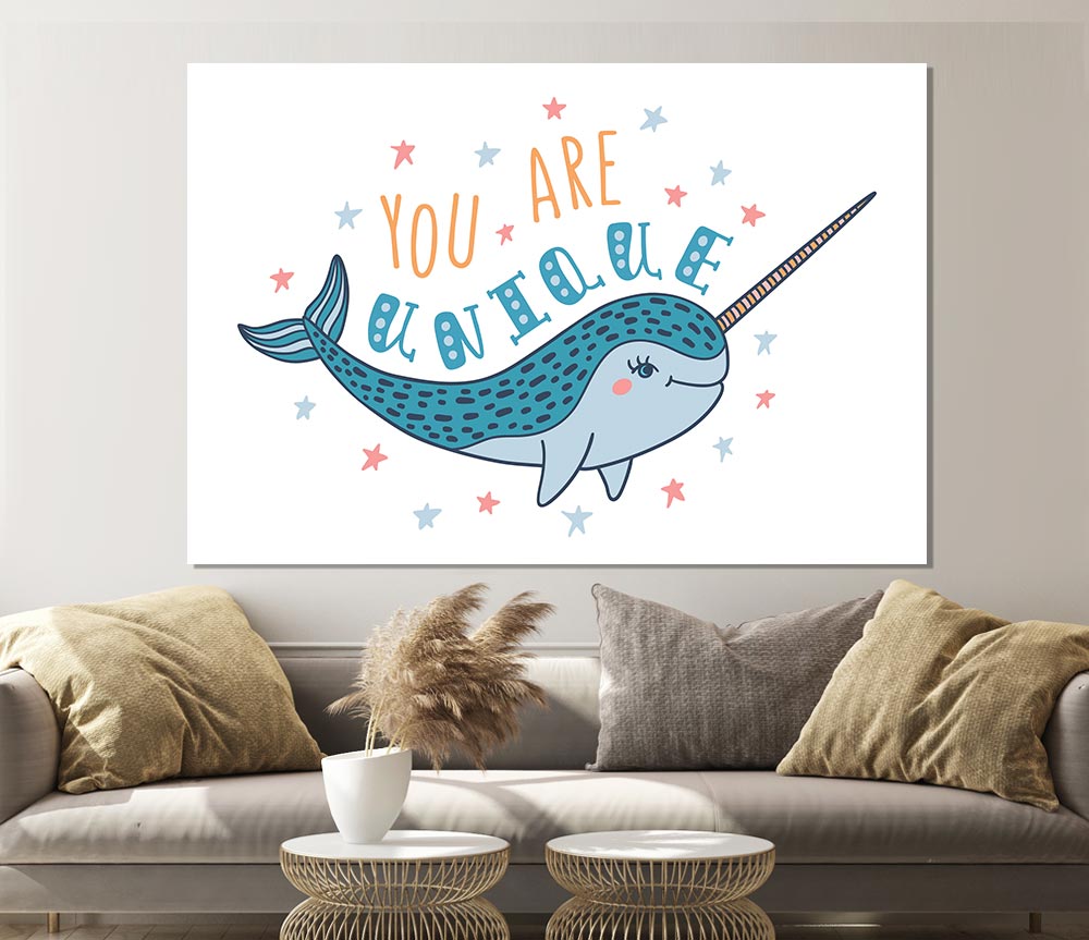 You Are Unique Narwhal Print Poster Wall Art