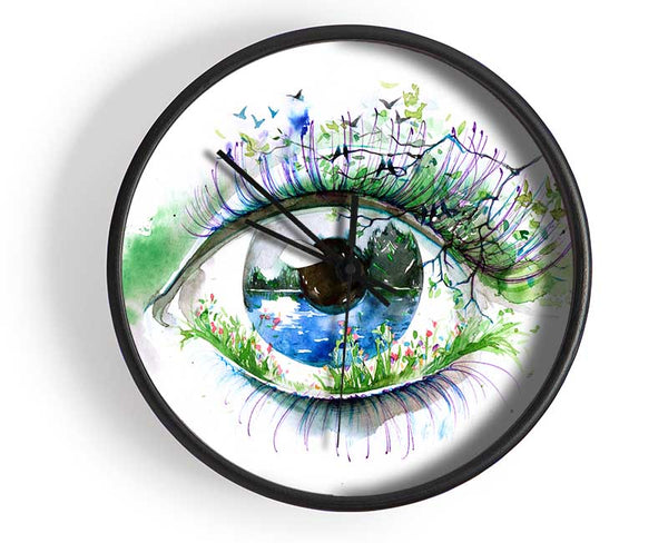 Watercolour Nature Eye Clock - Wallart-Direct UK